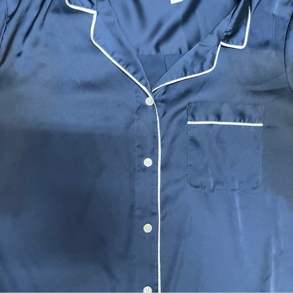 Star Above Navy Two Piece Pajama Set with Button Down Top & Slip-on Shorts Sz XL - Picture 4 of 8